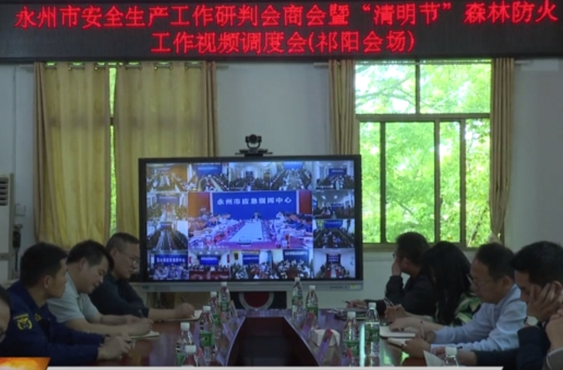 祁阳市参加永州市安全生产工作研判会商会暨“清明节”森林防灭火工作视频调度会议